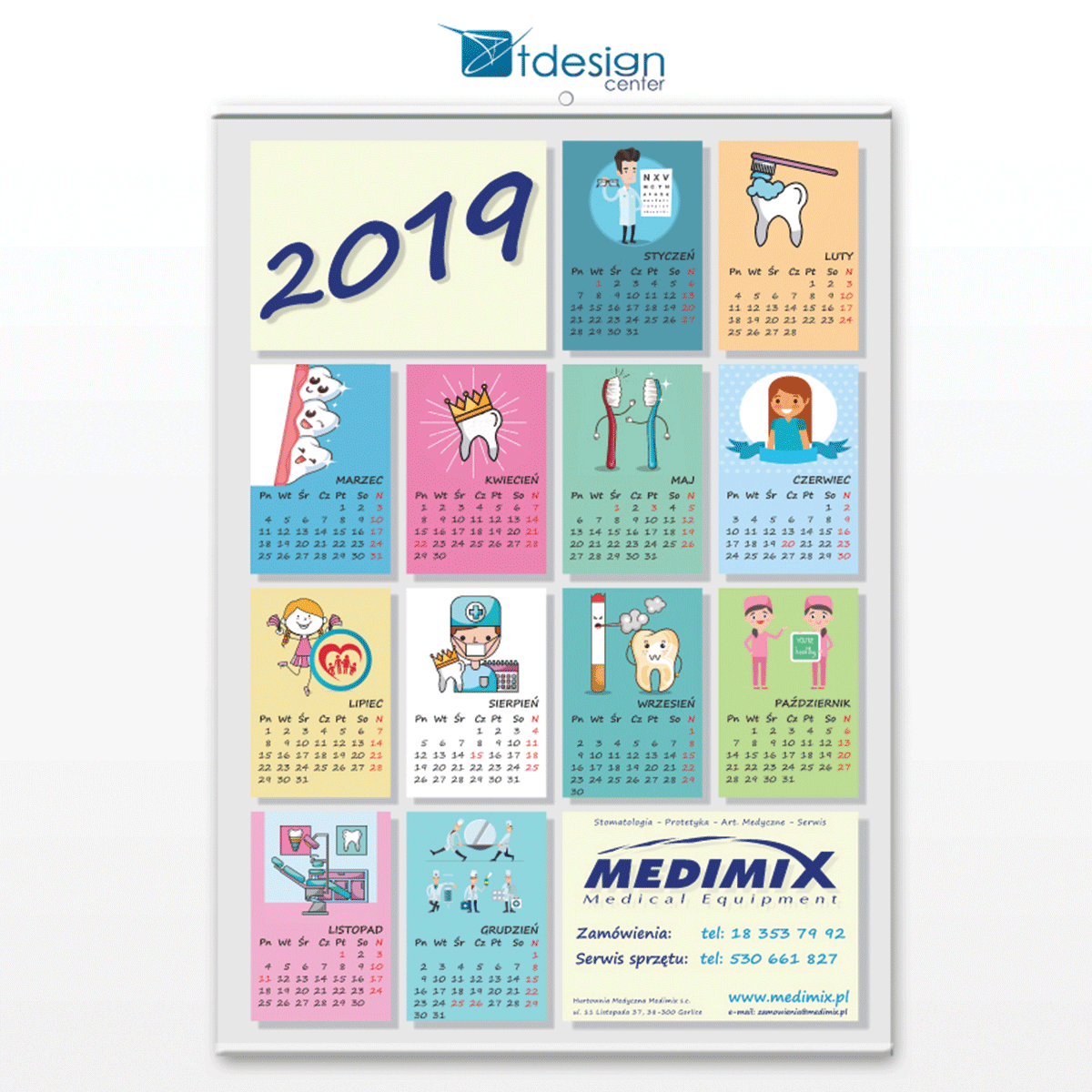 Kalendarz ścienny A1 - druk wykonany dla firmy Medimix